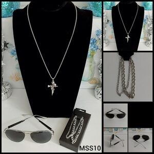 Men Necklace Sets With Sunglasses (MSS10)